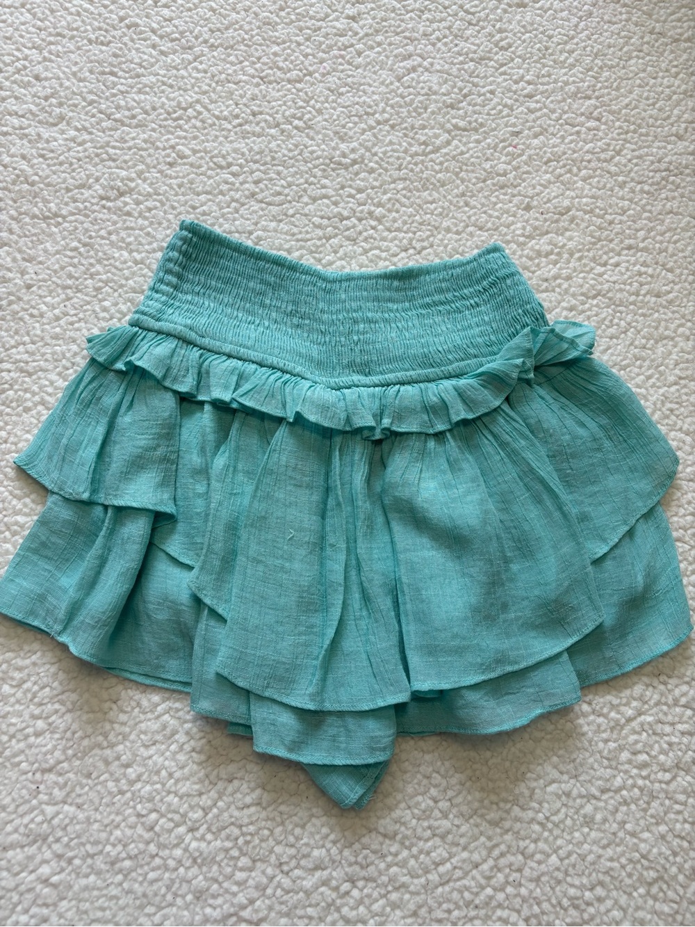 DO+BE Turquoise Tiered Ruffle Smocked Mini Skort coastal granddaughter Festival